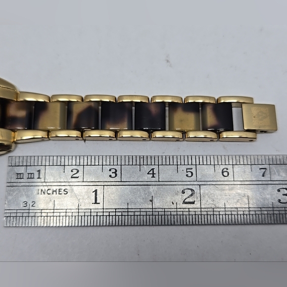 Womens Anne Klein Tortoise Shell Brown MOP Watch 30mm Gold Tone New Battery - Picture 7 of 9